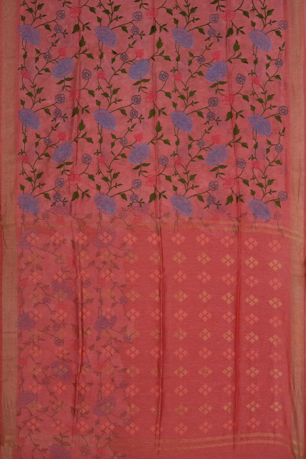 Image of Linen Embroidery Saree